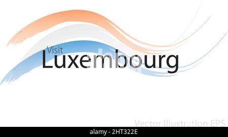 Le slogan visite le Luxembourg avec des vagues incurvées dans le style aquarelle qui sont dans les couleurs du drapeau national. Illustration vectorielle Illustration de Vecteur