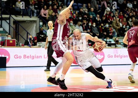 Pierre-Antoine GILLET (13) de Belgique lors de la coupe du monde 2023 de la FIBA, qualifications européennes, match de basket-ball du groupe A 1st points entre la Belgique et la Lettonie le 25 février 2022 au Mons Arena de Mons, Belgique - photo: Ann-dee Lamour/DPPI/LiveMedia Banque D'Images