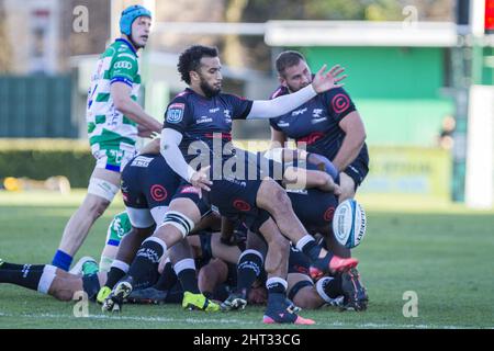 Monigo stade, Trévise, Italie, febbraio 26, 2022, jaden hendrikse pendant le match de rugby de Benetton contre les requins de la cellule C - championnat de rugby unifié Banque D'Images