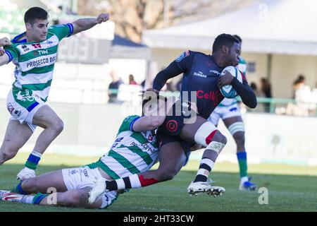 Monigo stade, Trévise, Italie, febbraio 26, 2022, Aphelele fassi pendant le rugby de Benetton contre les requins de la cellule C - match de championnat de rugby Uni Banque D'Images