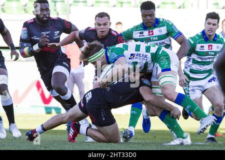 Monigo stade, Trévise, Italie, febbraio 26, 2022, lorenzo cannone lors du match de rugby de Benetton contre les requins de la cellule C - championnat de rugby de l'Union Banque D'Images