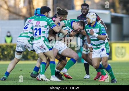 Monigo stade, Trévise, Italie, febbraio 26, 2022, Filippo Drago pendant le rugby de Benetton contre les requins de la cellule C - match de championnat de rugby unifié Banque D'Images