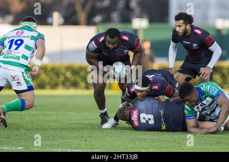 Trévise, Italie. 26th févr. 2022. OX Nche pendant Benetton Rugby vs Cell C Sharks, United Rugby Championship Match à Trévise, Italie, febbraio 26 2022 Credit: Independent photo Agency/Alay Live News Banque D'Images