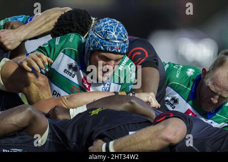 Trévise, Italie. 26th févr. 2022. Matteo Meggiato pendant le rugby de Benetton contre les requins de la cellule C, match du championnat de rugby de Trévise, Italie, febbraio 26 2022 crédit: Independent photo Agency/Alay Live News Banque D'Images