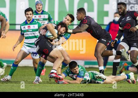 Monigo stade, Trévise, Italie, febbraio 26, 2022, Marius Louw pendant le rugby de Benetton contre les requins de la cellule C - match de championnat de rugby unifié Banque D'Images