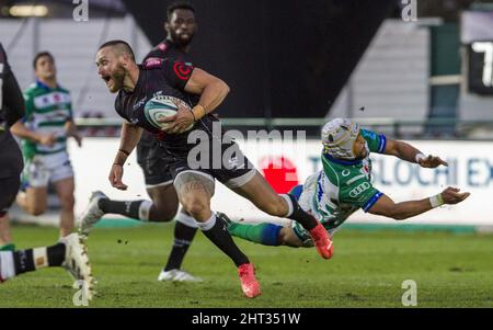 Monigo stade, Trévise, Italie, febbraio 26, 2022, Cameron Wright lors du match de rugby de Benetton contre les requins de la cellule C - championnat de rugby de l'Union Banque D'Images