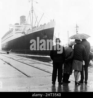 Le Cunard White Star paquebot Queen Mary après son record de course. 20th août 1966. Banque D'Images