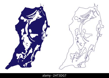 Île de San Salvador (Commonwealth des Bahamas, Amérique de Cenrtal, îles des Caraïbes) carte illustration vectorielle, scribble sketch Watling ou Guanahani Illustration de Vecteur