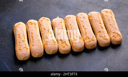 Cookies italiens tiramisu savoiardi. Biscuits sucrés. Banque D'Images