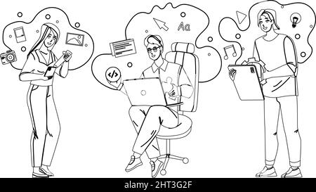 Contenu généré par les utilisateurs UGC Workers Business Vector Illustration de Vecteur