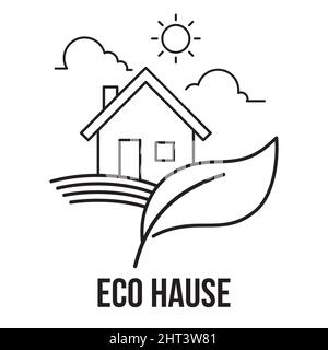 Icône ECO House. Leaf et Green House. Élément de conception de l'immobilier. Illustration de Vecteur