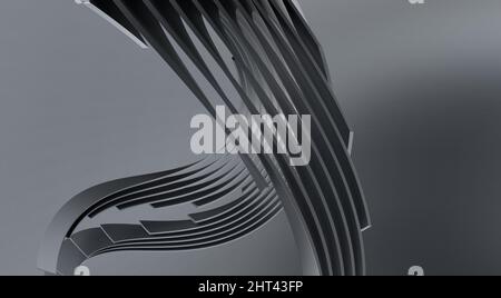 Illustration d'éléments courbes abstraits sur fond gris Banque D'Images