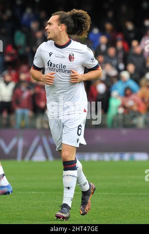 Salerno, Italie. 26th févr. 2022. Arthur Theate joueur de Bologne, pendant le match du championnat italien serieA entre Salernitana vs Bologne, résultat final Salernitana 1, Bologna 1. Match joué au stade Arechi. Salerno, Italie, 26 février 2022. (Photo par Vincenzo Izzo/Sipa USA) crédit: SIPA USA/Alay Live News Banque D'Images