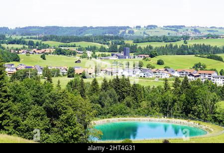 Vue depuis le sommet alpspitz dans l'Allgau, Bavière, Allemagne Banque D'Images