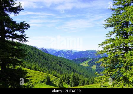 Vue depuis le sommet alpspitz dans l'Allgau, Bavière, Allemagne Banque D'Images