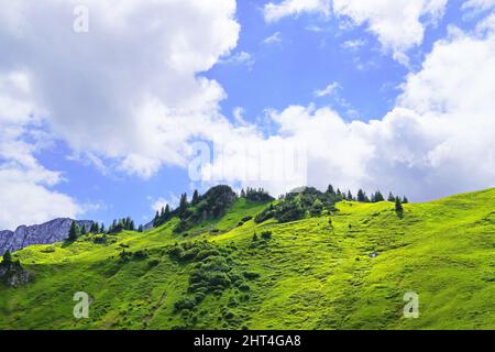 Vue depuis le sommet alpspitz dans l'Allgau, Bavière, Allemagne Banque D'Images