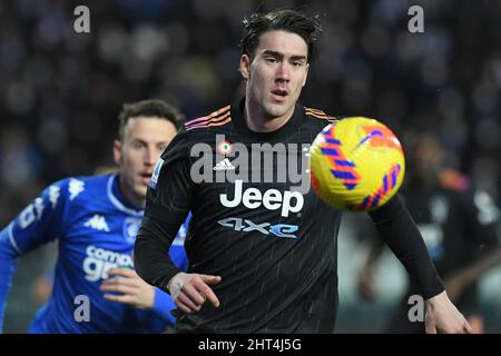 Stade Carlo Castellani, Empoli, Italie. 26th févr. 2022. Série Un championnat de football, Empoli versus Juventus ; Dusan Vlahovic de Juventus crédit: Action plus Sports/Alamy Live News Banque D'Images