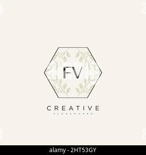 FV lettre initiale logo Fleur modèle Vector Premium Illustration de Vecteur