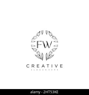 FW modèle de logo de fleur de lettre initiale Vector Premium Illustration de Vecteur