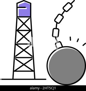 illustration vectorielle de l'icône de couleur des démolitions de tours Illustration de Vecteur