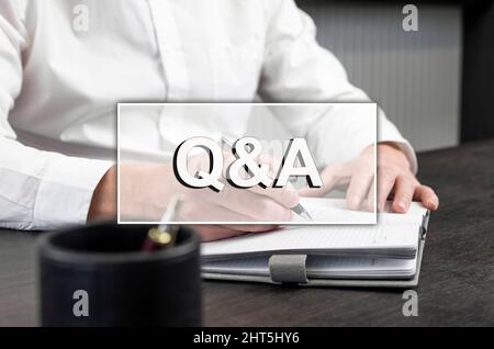 QnA, concept AQ. FAQ commerciale et juridique Questions et réponses. Banque D'Images