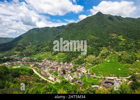 Nanxi Tulou cluster, alias tulou grand mur, à yongding, fujian, chine Banque D'Images