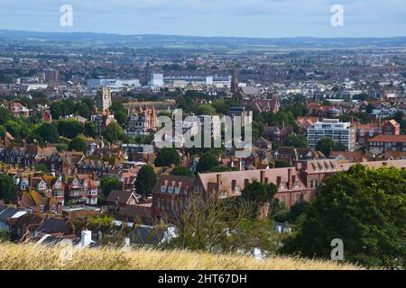 Vue sur Eastbourne Town depuis Beachy Head, Eastbourne, East Sussex, Royaume-Uni Banque D'Images