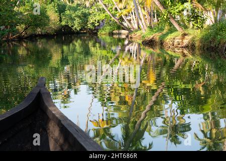 Kerala, Inde - janvier 2022 : la nature se reflète dans les eaux du Kerala, autour de l'île Munroe Banque D'Images