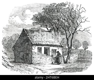 Cottage à Dragley Beck, dans lequel Sir John Barrow est né, 1850. Le lieu de naissance du géographe, linguiste, écrivain et fonctionnaire britannique John Barrow, dans le Lancashire (aujourd'hui à Cumbria). De "Illustrated London News", 1850. Banque D'Images