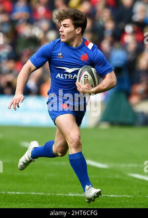 Édimbourg, Écosse, Royaume-Uni. 26th février 2022 : Guinness six Nations. FranceÕs Antoine Dupont pendant l'Ecosse / France International au stade BT Murrayfield. Édimbourg. Écosse, Royaume-Uni. Crédit : Ian Rutherford Alay Live News. Banque D'Images