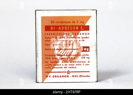 Vintage 1956 DI-ADRESON F. - Prednisolone comprimés médecine, corticostéroïdes hormones pour le traitement des maladies inflammatoires. NON ORGANON – OSS (H Banque D'Images