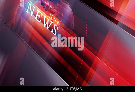 Arrière-plan graphique d'actualités en direct sur le thème rouge. 3d illustration Banque D'Images