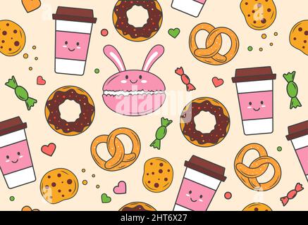 Joli motif sans coutures avec bonbons Illustration de Vecteur