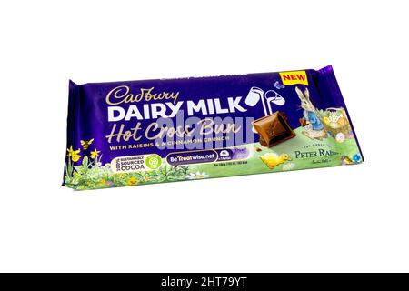 Cadbury Dairy Milk Hot Cross Bun Chocolate Bar. Banque D'Images