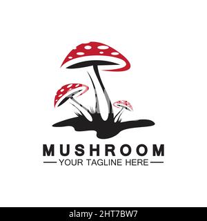 Logo champignon Vector simple & moderne ou modèle de conception alimentaire biologique agricole Illustration de Vecteur