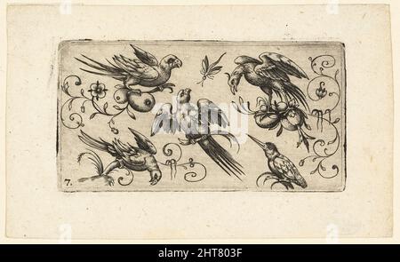 Panneaux décoratifs avec oiseaux : planche 7, 1617. Banque D'Images