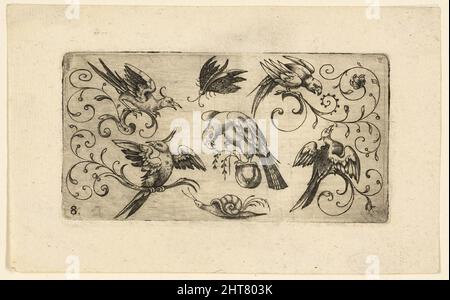 Panneaux décoratifs avec oiseaux : planche 8, 1617. Banque D'Images
