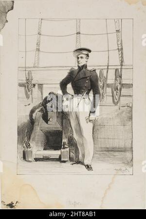 Royal Navy, Line Crew, Ship's Ensign, 1830&#x2013;33. Banque D'Images