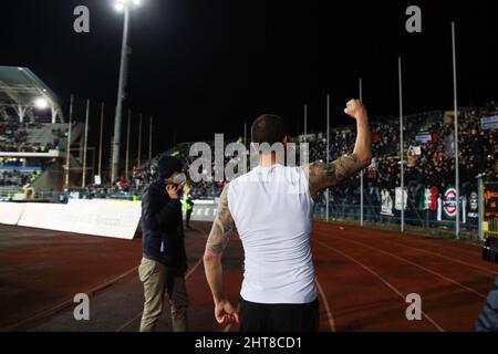 Empoli, Italie. 26th févr. 2022. Leonardo Bonucci de Juventus FC lors de la série italienne Un match de football 202122 entre Empoli FC et Juventus FC au stade Castellani (photo de Raffaele Conti/Pacific Press/Sipa USA) Credit: SIPA USA/Alamy Live News Banque D'Images