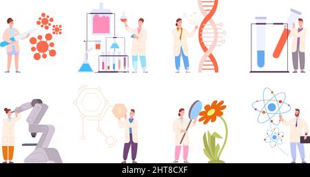 Scientifiques recherche biochimique. Scientifique travaillant en science vaccin de laboratoire, recherche scientifique ou analyse biotechnologie, expérience chimique, splendide illustration de vecteur Illustration de Vecteur