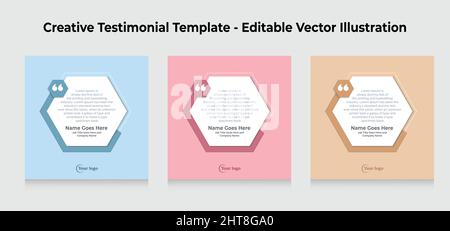 Modèles de témoignages créatifs - Illustration vectorielle modifiable Illustration de Vecteur