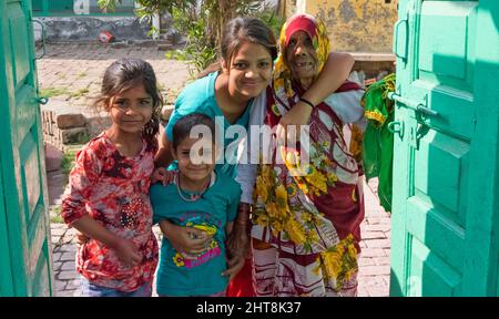 Famille indienne, Baldeo, district de Mathura, Uttar Pradesh, Inde Banque D'Images