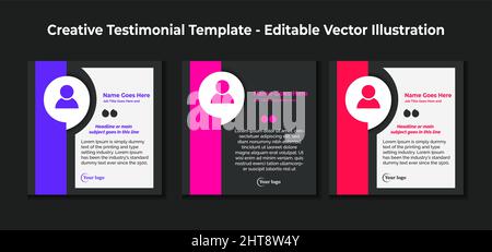 Modèles de témoignages créatifs - Illustration vectorielle modifiable Illustration de Vecteur