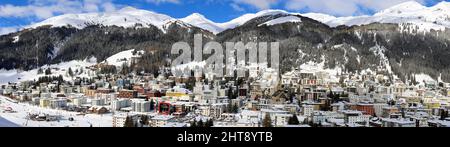 Panorama de la ville de Davos, Suisse Banque D'Images