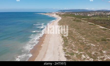 Belle vue sur la plage du Château à Neiva, Viana do Castelo, Portugal Banque D'Images