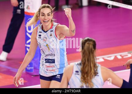 Bonheur de Veronica Angeloni (Savino Del Bene Scandicci) pendant Savino Del Bene Scandicci vs Bartoccini Fortinfissi Pérouse, Volleyball Italien série A1 femmes Match à Scandicci (FI), Italie, février 27 2022 Banque D'Images