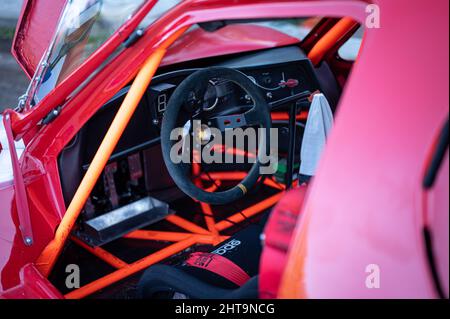 Vue détaillée de l'intérieur du démonte-car cm R2 dans le Rally Hill Climb, en Espagne Banque D'Images