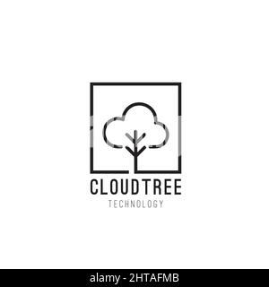 Modèle vectoriel d'illustration d'icône de logo d'arbre de nuage Illustration de Vecteur