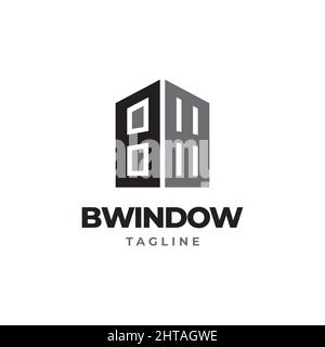 B modèle vectoriel de conception de logo de fenêtre Illustration de Vecteur