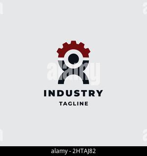 Mechanic Gear Industrial avec logo humain illustration modèle de vecteur d'inspiration Illustration de Vecteur